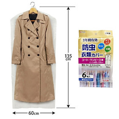 Set túi bọc quần áo treo tủ chống bụi, chống côn trùng Towa Sangyo - Hàng nội địa Nhật Bản