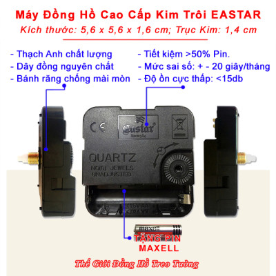 Đồng Hồ Treo Tường QUẢ LẮC - MÁY KIM TRÔI EASTAR Cao Cấp - Décor Trang Trí Nhà – Tặng 2 Pin Maxell – Bảo Hành 2 Năm