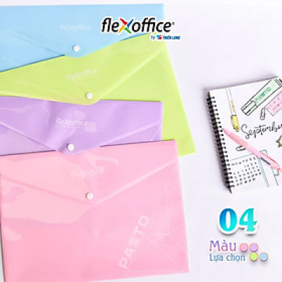 Combo 10 Bìa nút Pazto màu Pastel F4 Thiên Long Flexoffice FO-CBF010 - Màu ngẫu nhiên