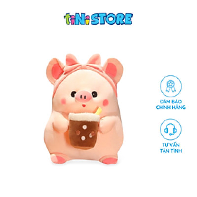 Thú Bông Heo Hồng Uống Trà Sữa Đáng Yêu Value Toys 25cm Cho Bé