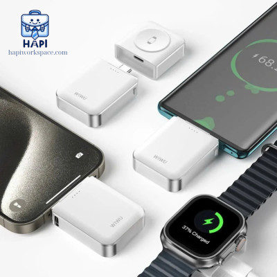 Sạc dự phòng hàng chính hãng WiWU Elf 2-in-1 2000mAh Wi-M21: Tối ưu cho đồng hồ thông minh, tai nghe, thiết bị nhỏ