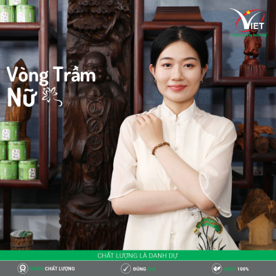 Vòng Trầm Hương Thiên Nhiên Dành Cho Nữ - Kiểu Đốt Trúc Đính Hạt Vàng - Màu Nâu Sậm