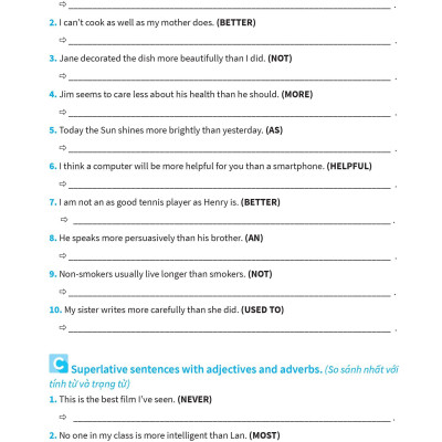 Bài Tập Viết Lại Câu Tiếng Anh ( Ôn Thi Vào Lớp 10 Và 10 Chuyên )