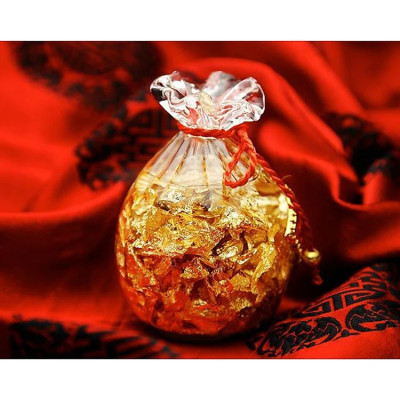 Túi vàng lá Thần Tài phong thủy sung túc tài lộc trang trí  - Hàng chính hãng