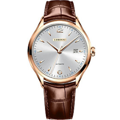 Đồng hồ nam chính hãng LOBINNI L16005-1 fullbox,Kính sapphire ,chống xước,chống nước,mặt trắng vàng dây da nâu xịn, thép không gỉ 316L,Đồng hồ cơ (Automatic) bảo hành 24 tháng, Mới 100%,thiết kế đơn giản trẻ trung và sang trọng