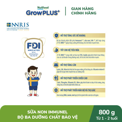 Sữa bột Nutifood GrowPLUS+ Sữa Non Immunel trên 1 tuổi Lon 800g