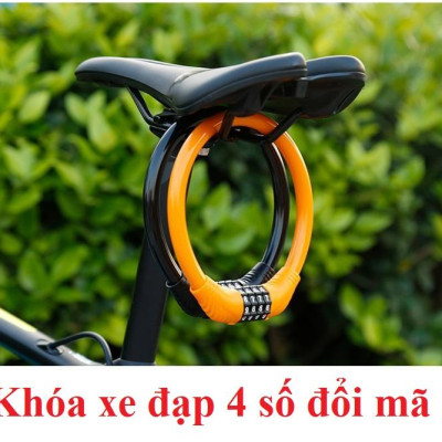 Khóa Xe Đạp 4 Mật Khẩu, Chống Trộm Di Động Vòng Cố Định Phụ Kiện Xe Đạp