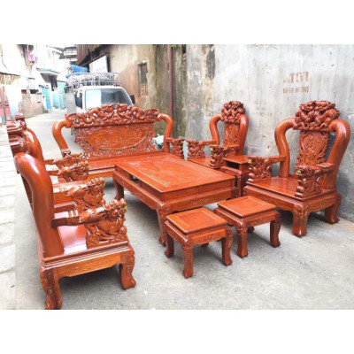Bộ Bàn Ghế Nghê Bảo Đỉnh Gỗ Hương Đá