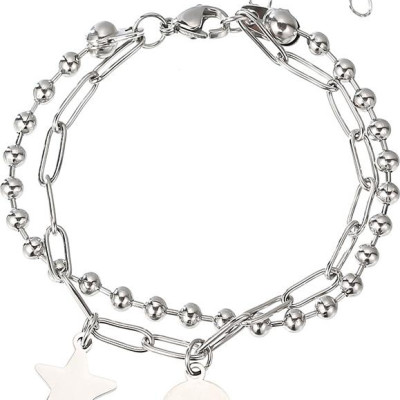 Vòng đeo tay mix sao và vòng tròn phong cách punk cá tính