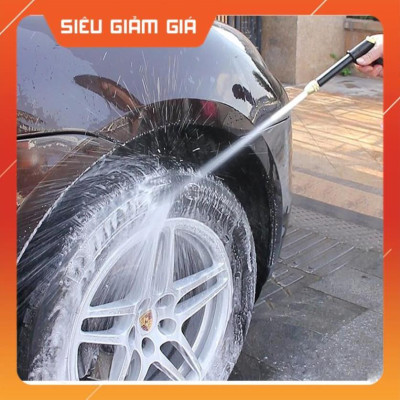 Bộ dây và vòi xịt rửa xe tưới cây tăng áp,vòi xịt rửa,vòi tưới cây 810-2498-1 (dây trắng- cút nối đen)