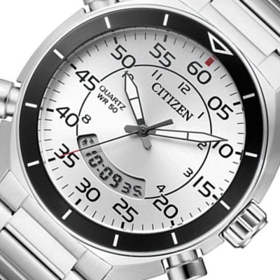 Đồng Hồ Nam Citizen Pin-Quartz Dây Thép Không Gỉ JM5470-58A - Mặt Trắng (44mm)