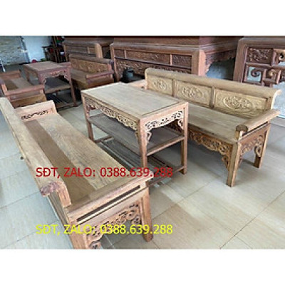 bộ bàn ghế phòng khách trường kỷ gỗ gụ
