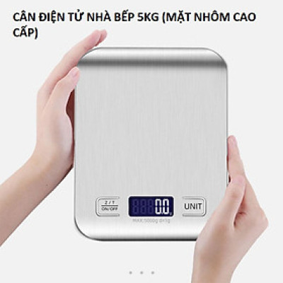 Cân Điện Tử Nhà Bếp 5Kg Màn Hình LCD Mặt Nhôm Cân Nhà Bếp Tặng Kèm Pin