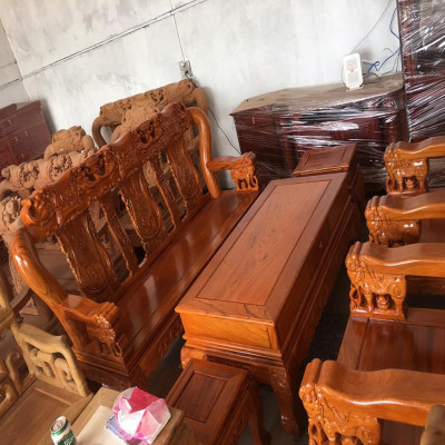 Bộ bàn ghế Minh Quốc Voi gỗ Gõ Đỏ