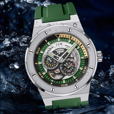 Đồng hồ nam chính hãng IW CARNIVAL IW619G-3 Kính sapphire ,chống xước,Chống nước 50m,Bảo hành 24 tháng,Máy cơ (Automatic),Dây cao su cao cấp,thiết kế lộ cơ thể thao