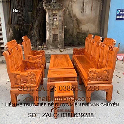 Bộ Bàn Ghế Âu Á Tay Voi Đặc Gỗ Gõ Đỏ