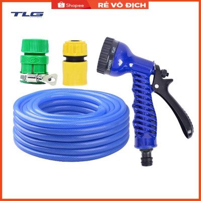 Bộ dây vòi xịt tưới cây, rửa xe 15M (cút nhựa nối nhựa xanh) 206843