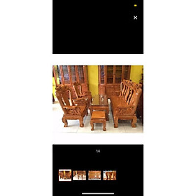 Bàn ghế chạm đào tay rồng gỗ gõ đỏ tay 10