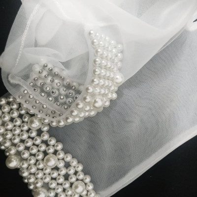 Găng tay trong suốt đính ngọc trai sang trọng cho Cô dâu và Dạ hội, đi tiệc, sự kiện, lễ hội, chụp ảnh MS: 43958