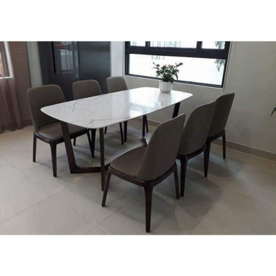 Bàn ăn 6 ghế mặt đá vân mây Bình Long Sofa 1m6 x 80 cm