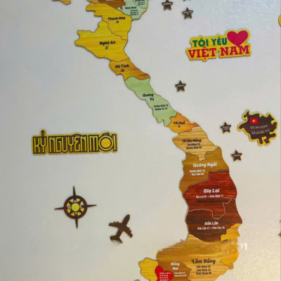 [KOSUYTU] Bản Đồ Việt Nam Bằng Gỗ - 34 Tỉnh Thành Mới – KT 40 x 60 CM