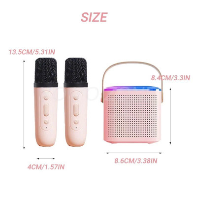 Loa Bluetooth mini kèm 2 micro hát karaoke không dây - Mic hát karaoke âm thanh chất lượng lọc âm khử nhiễu LED RGB - Hàng Nhập Khẩu