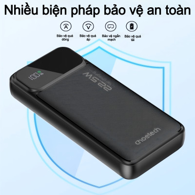 Pin dự phòng sạc nhanh 22.5W Choetech B728/ B729/ B730 dung lượng 10000mAh, 20000mAh, 30000mAh (Hàng chính hãng)