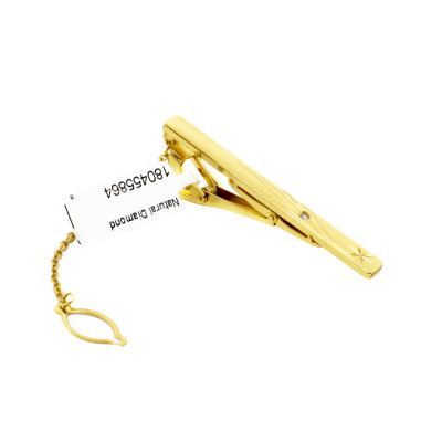 Kẹp cà vạt mạ vàng đính  tự nhiên - CRV0102 - Quà tặng cao cấp hàng hiệu