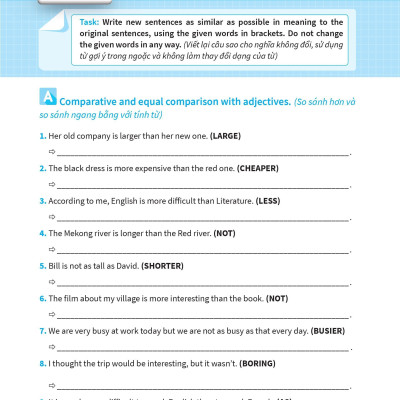 Bài Tập Viết Lại Câu Tiếng Anh ( Ôn Thi Vào Lớp 10 Và 10 Chuyên )