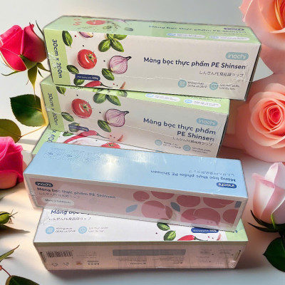 Màng co bọc thực phẩm cao cấp - PE Shinsen Inochi - bảo quản thực phẩm tươi sạch nhiều size ( tặng kèm khăn lau đa năng)