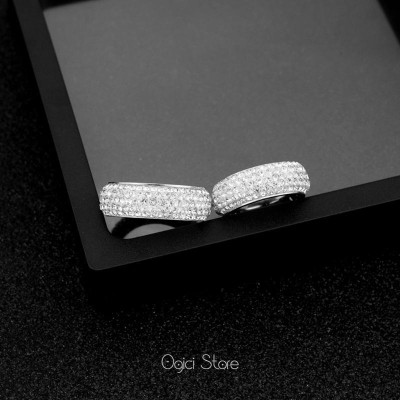 Nhẫn nam nữ thép không gỉ thời trang, Nhẫn nam họa tiết đính đá lấp lánh phong cách thanh lịch