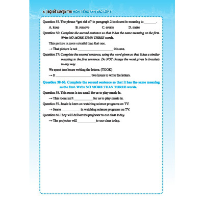 sách - Bộ đề luyện thi môn Tiếng anh vào lớp 6 trường chuyên , chất lượng cao (có đáp án)