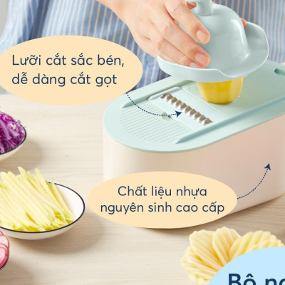 Bộ Nạo Cắt Rau Củ Quả Đa Năng YOKO Có Nhiều Lưỡi Thay Thế - Hàng chính hãng Inochi ( Tặng kèm khăn lau PaKaSa) 