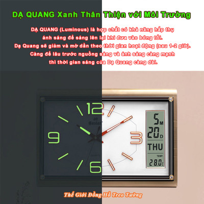 Đồng hồ Cao Cấp EASTAR KIM TRÔI Kim Điện Tử DẠ QUANG, LỊCH và NHIỆT KẾ Điện Tử - Mặt Chữ Nhật Tràn Viền - Tặng Pin Maxell - Bảo Hành 1 Năm - Decor Trang Trí Nhà