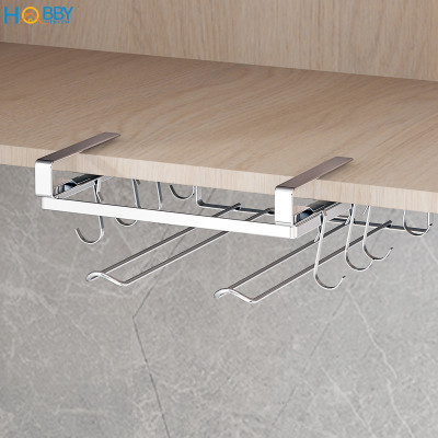 Giá treo 2 cuộn giấy lau bếp, đồ bếp gắn thành tủ bếp Hobby Home Decor NVTG - kèm 8 móc treo đồ Inox 304