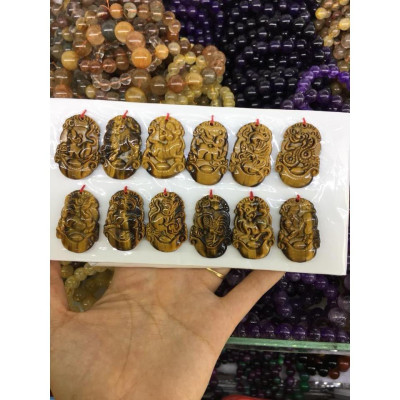Mặt dây chuyền phong thủy đá Mắt Hổ 12 con giáp