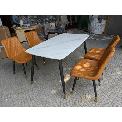 bộ bàn ghế loft trám  bàn mặt đá