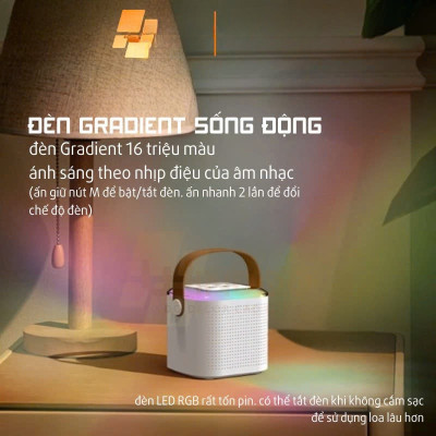 Loa Bluetooth mini kèm 2 micro hát karaoke không dây - Mic hát karaoke âm thanh chất lượng lọc âm khử nhiễu LED RGB - Hàng Nhập Khẩu