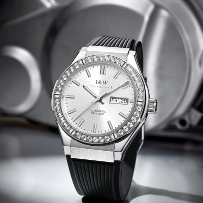 Đồng Hồ Nam I&W Carnival 55851G1 Chính Hãng Full Box Chống Nước Kính Chống Xước Dây Silicon Cao Cấp BH 60T (Máy Cơ Tự Động)