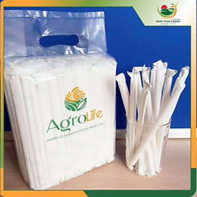 Phi 8 - Túi 100 ống hút giấy làm từ sợi mía có bao gói