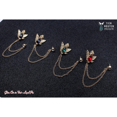 Ghim cài áo - ghim cài vest cưới địa bàng đính đá xanh ngọc