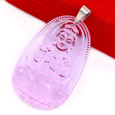 [Tuổi Mùi, Thân] Mặt Dây Chuyền Phật Đại Nhật Như Lai Đá Pha Lê Tím Size Nhỏ 3.6cm & Size Lớn 5cm - Tặng Kèm Móc Inox - Phong Thủy 868 - May Mắn - Bình An