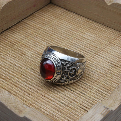 Nhẫn Nam Bạc Hiểu Minh NA573 - Nhẫn Mỹ Đá Đỏ - Bảo Hành Vĩnh Viễn ( Hàng Chính Hãng )