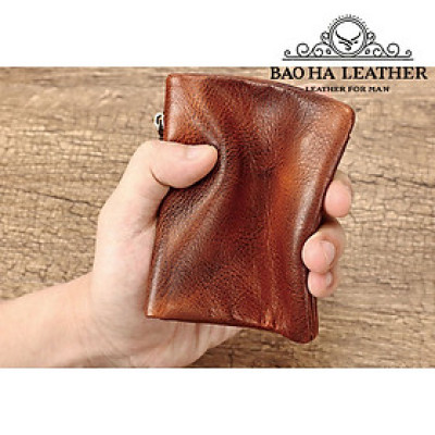 Ví Đứng Nam Da Bò Cao Cấp BHM1249 Mềm Mại - Bền Bỉ, Chống Xước - Chống Nhăn Tốt, Thiết Kế Cổ Điển, Dáng Đứng - Gập 2, Ngăn Đựng Tiền Có Khóa Kéo, Nhiều Ngăn Để Giấy Tờ Tiện Dụng