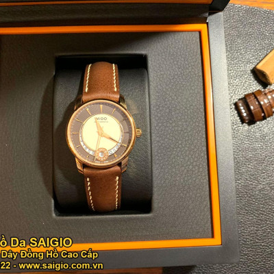 Dây Đồng Hồ Da Bò Cao Cấp, Kiểu Dáng Cổ Điển - Chỉ Trắng, Mặt Lót Chống Thấm Mồ Hôi, Tích Hợp Lớp Gia Cố Chống Giãn Đặc Biệt, Phụ Kiện Khóa và Chốt Bằng Thép Không Gỉ 316L - Hàng Chính Hãng SAIGIO