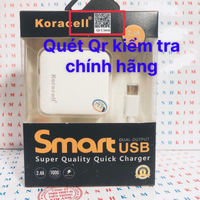  Bộ Sạc nhanh Koracell 2.4A cổng Micro (có 2 cổng USB) Hàng Chính Hãng 