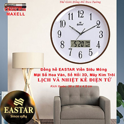Đồng Hồ EASTAR Tròn Kim Điện tử Viền Mỏng - Máy KIM TRÔI - LỊCH Vạn Niên và NHIỆT KẾ Điện tử