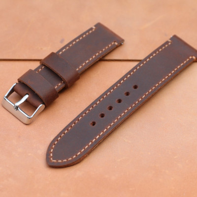 Dây đồng hồ da bò sáp 2 lớp Handmade da thật chốt thông minh