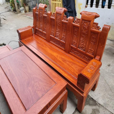 Bộ bàn ghế âu á hộp gỗ hương đá ( vách đục cây tứ quý ) 6 món