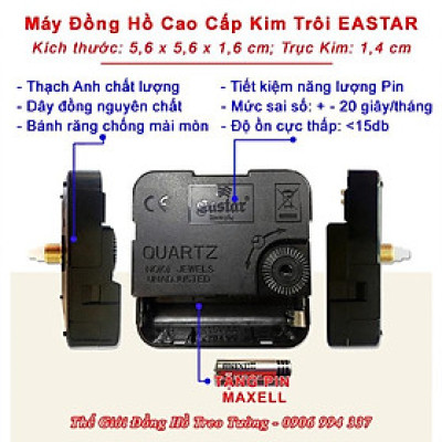 Đồng Hồ Treo Tường KIM TRÔI DẠ QUANG EASTAR – Số Nổi 3D – Tặng Pin Maxell - Bảo Hành 1 Năm